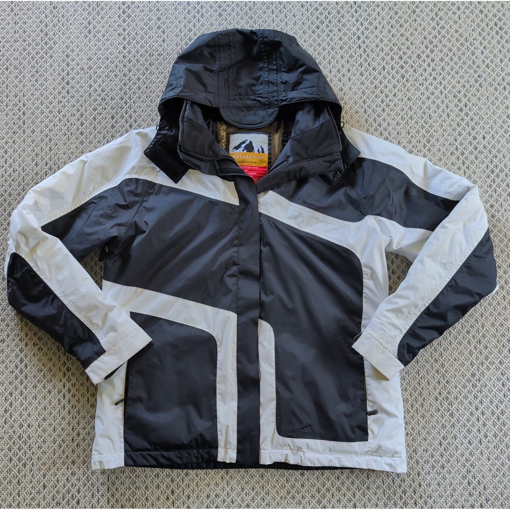 Womens XL Ski Jacket Polar Edge Gold Series White Black Hooded Snow Coat 8000mm